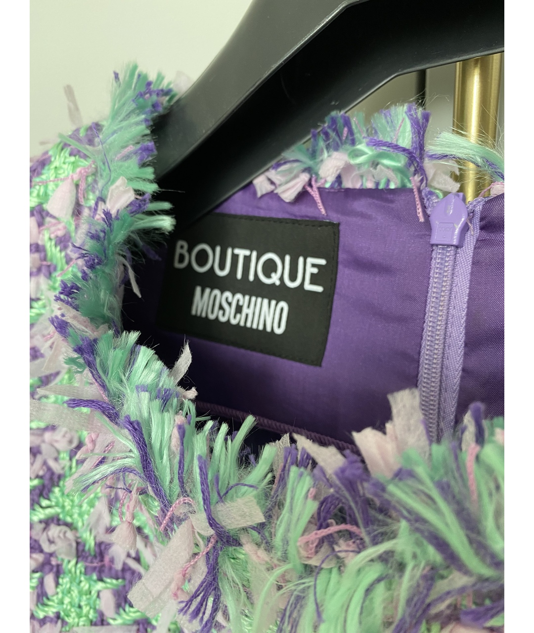MOSCHINO Фиолетовое твидовое коктейльное платье, фото 3