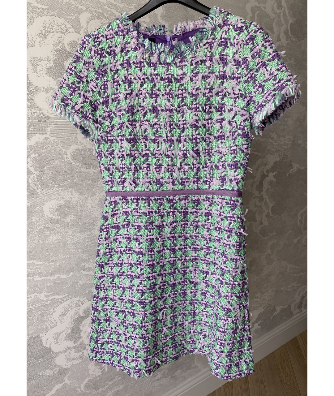 MOSCHINO Фиолетовое твидовое коктейльное платье, фото 2