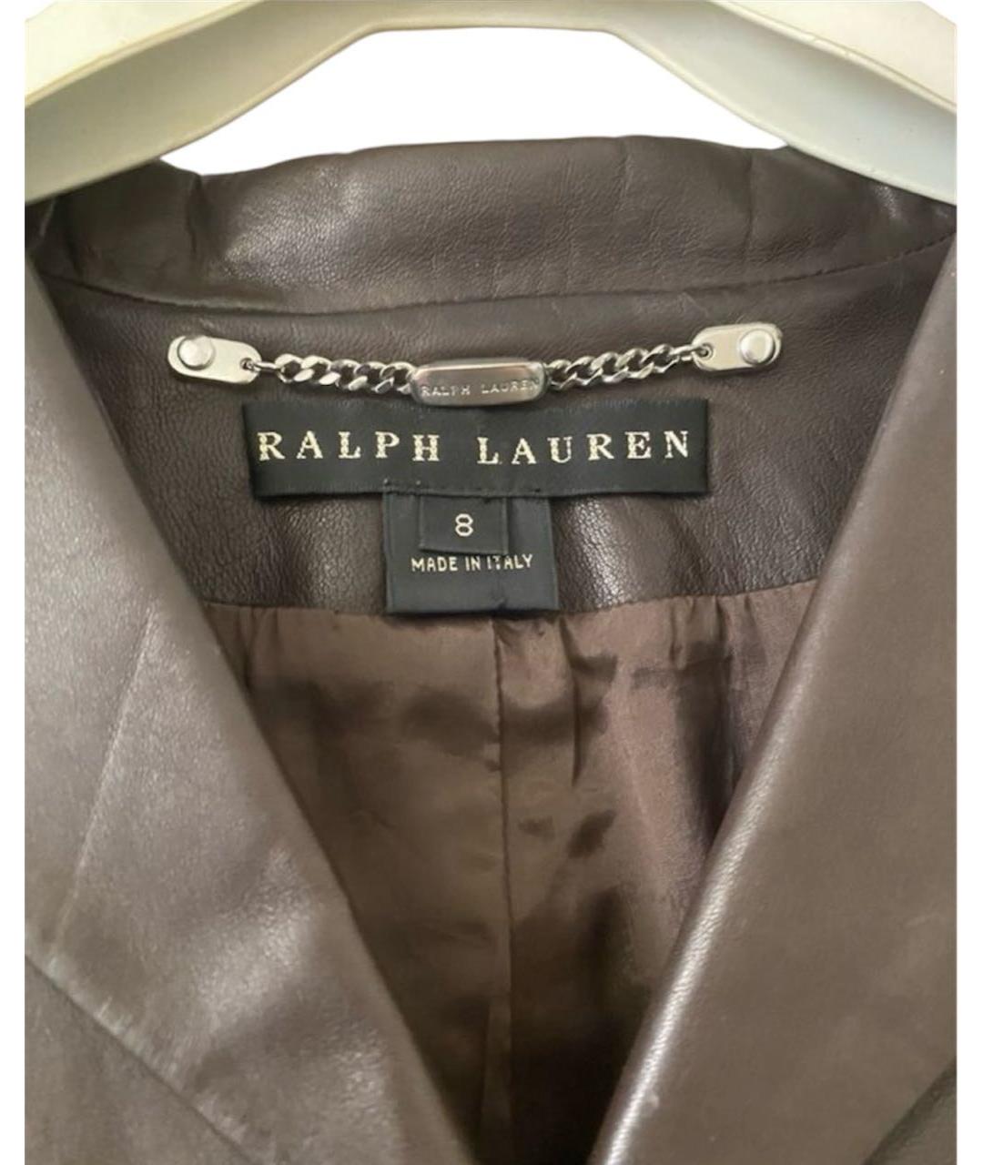 RALPH LAUREN Коричневый кожаный жакет/пиджак, фото 3