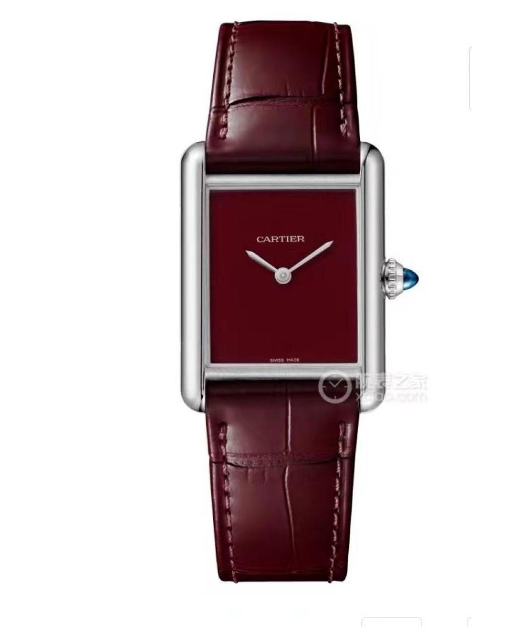 CARTIER Красные кожаные часы, фото 9