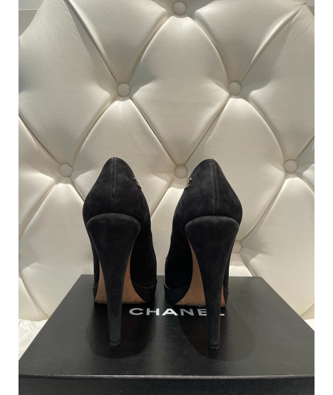 CHANEL PRE-OWNED Черные нубуковые туфли, фото 3