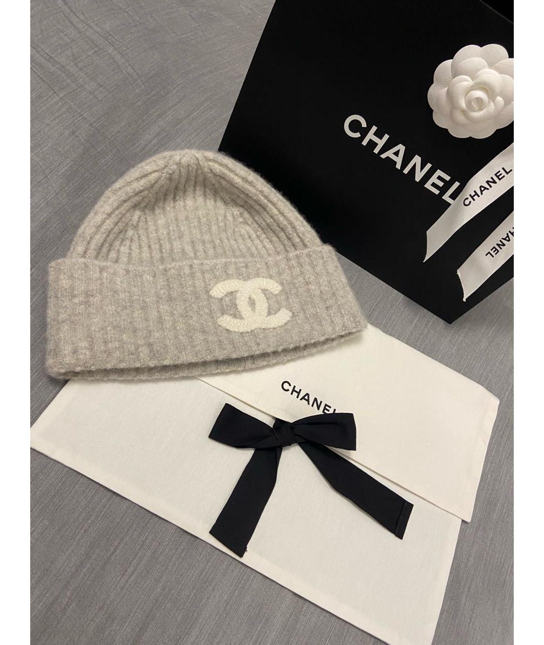 CHANEL Серая кашемировая шапка, фото 2