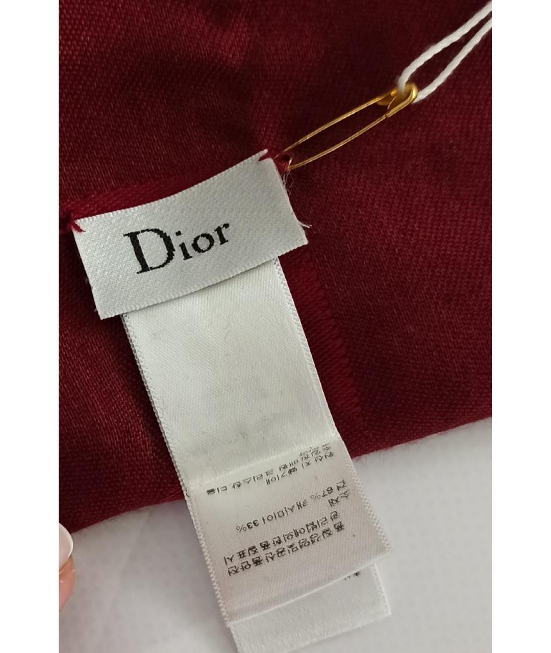 CHRISTIAN DIOR Бордовый шелковый платок, фото 9