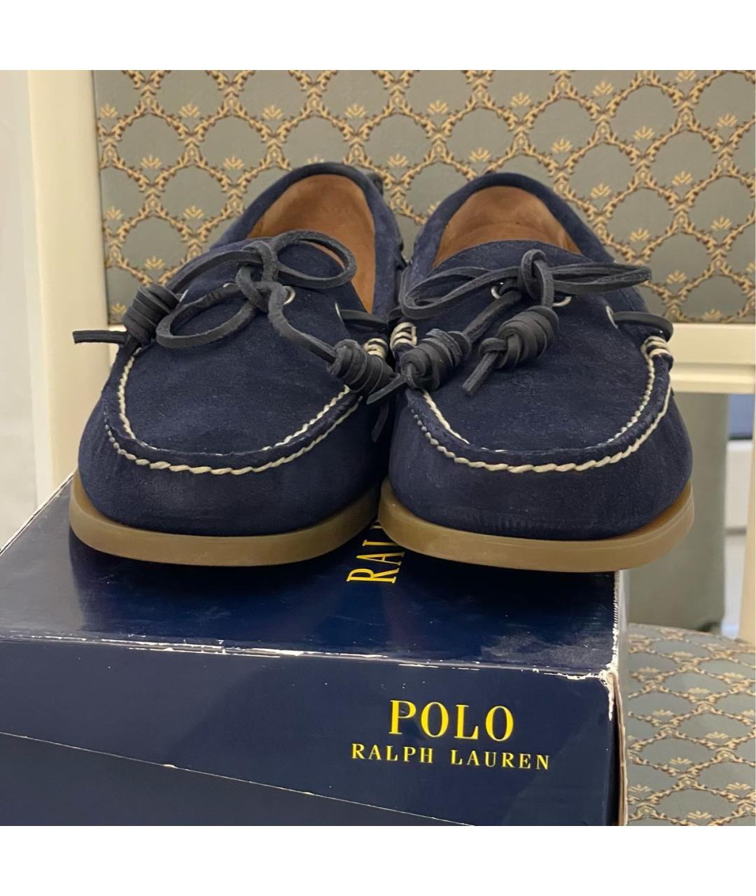 POLO RALPH LAUREN Темно-синие замшевые мокасины, фото 2