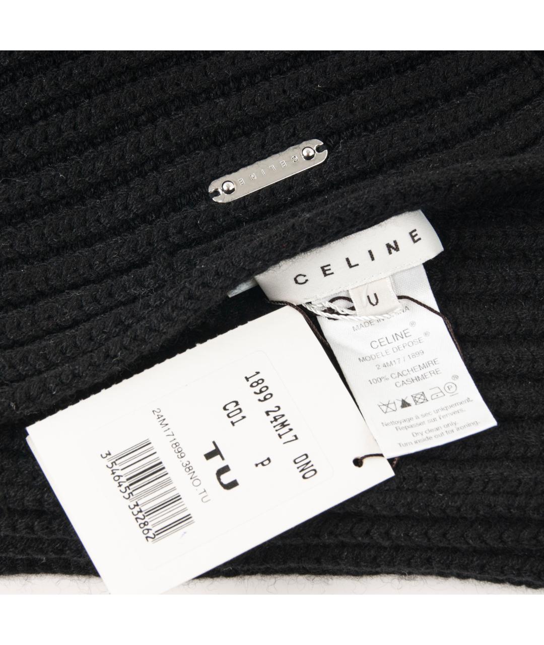 CELINE Черный кашемировый шарф, фото 4