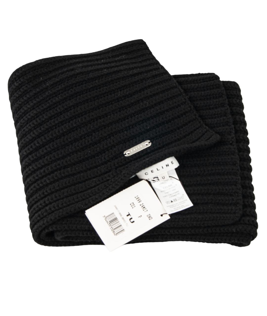 CELINE Черный кашемировый шарф, фото 3