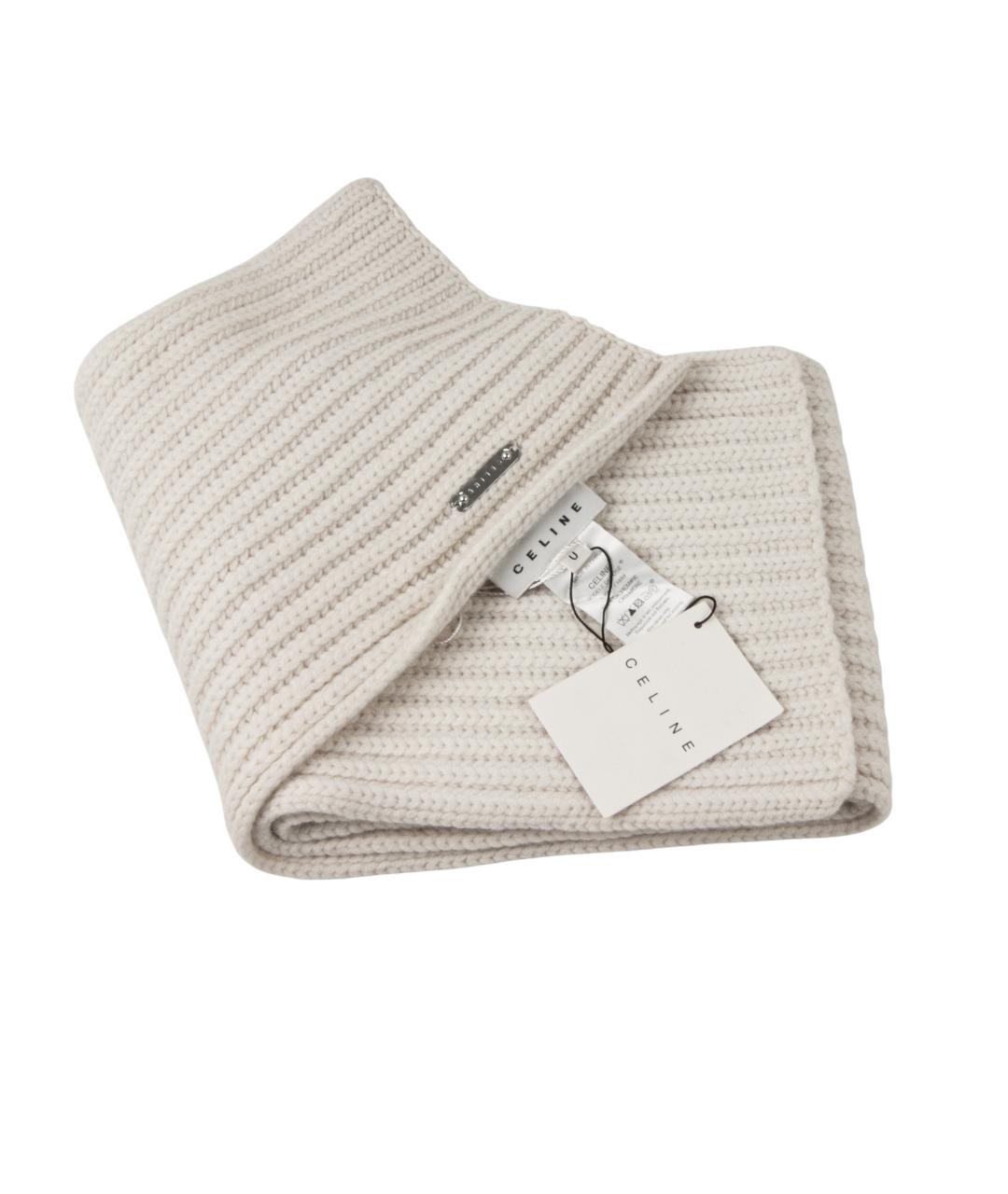 CELINE Бежевый кашемировый шарф, фото 3