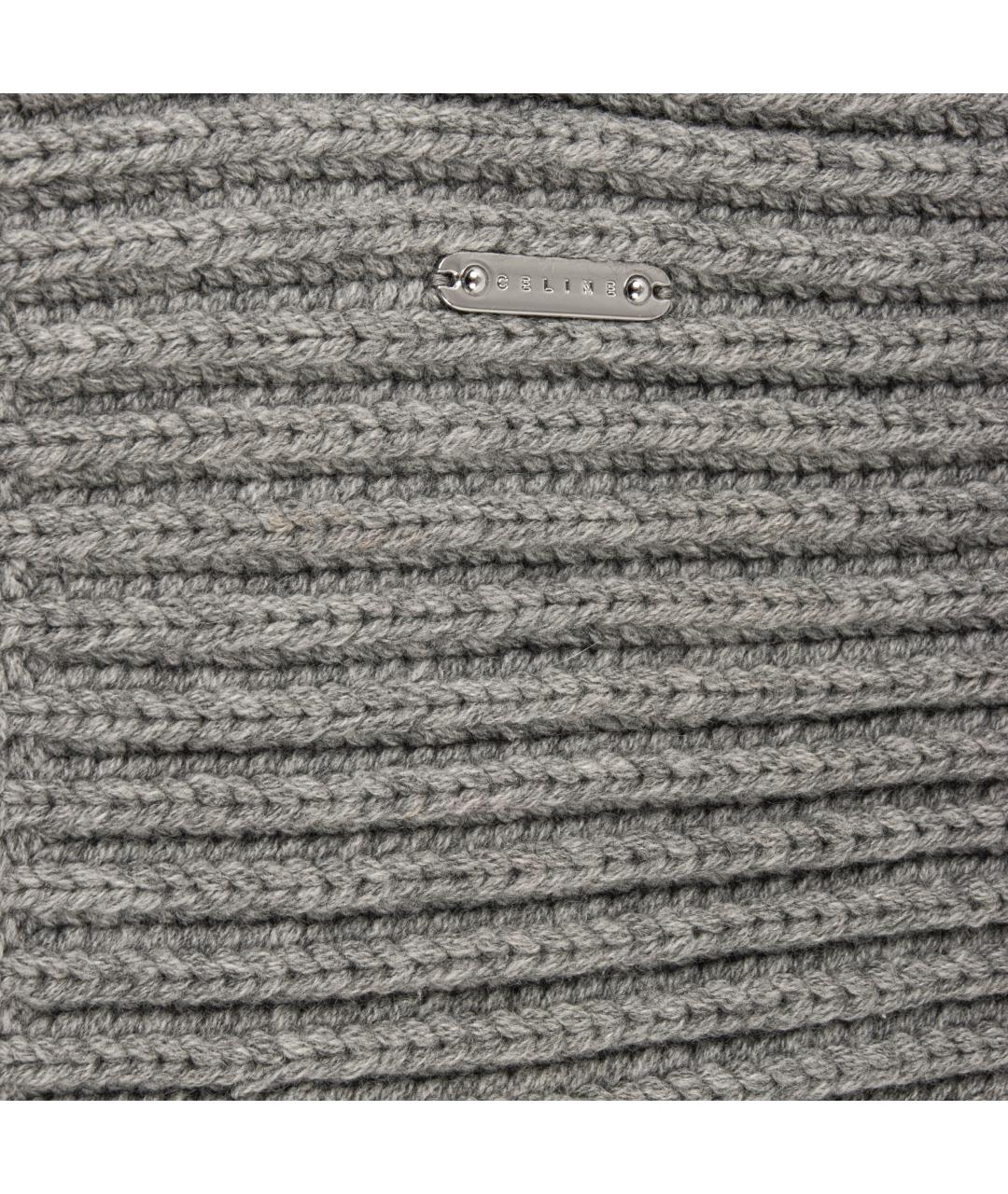 CELINE Серый шерстяной шарф, фото 2