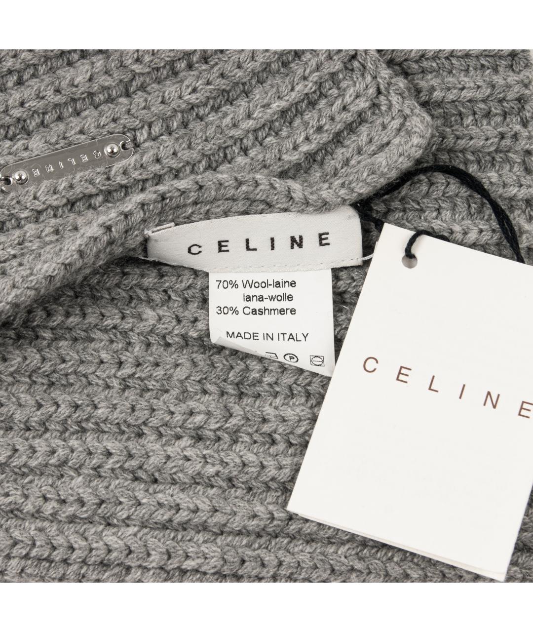 CELINE Серый шерстяной шарф, фото 3