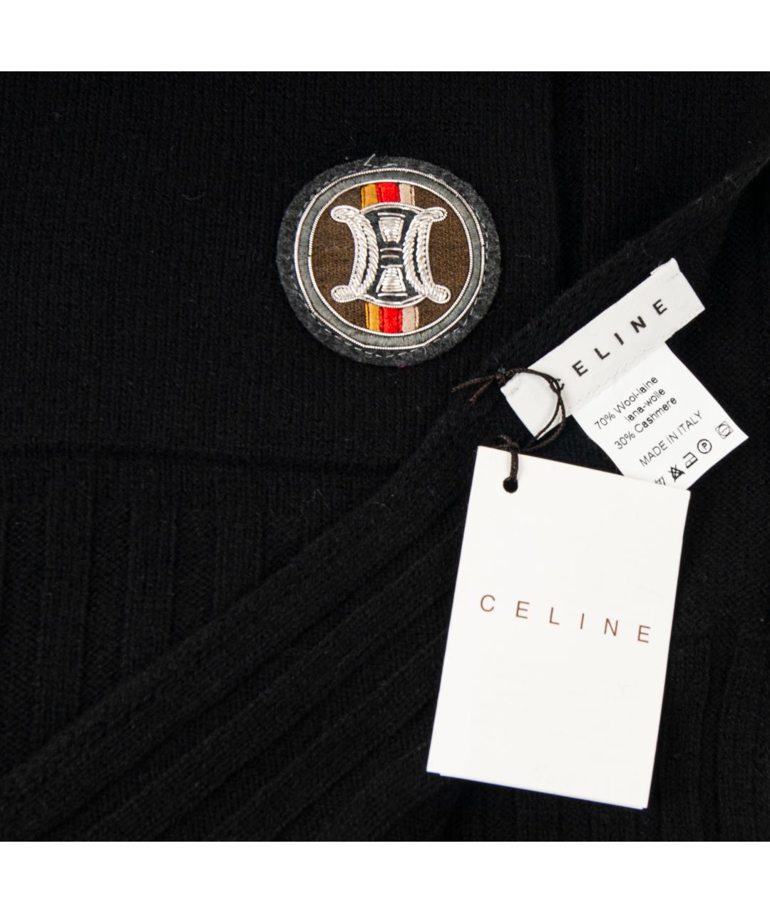 CELINE Черный шерстяной шарф, фото 4