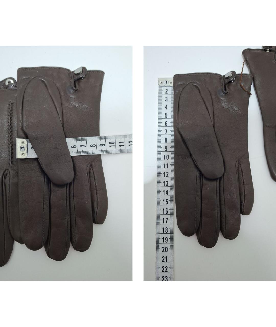 CELINE Коричневые кожаные перчатки, фото 7