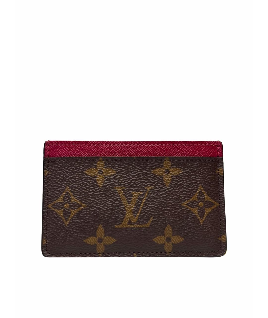 LOUIS VUITTON Коричневый кожаный кардхолдер, фото 1