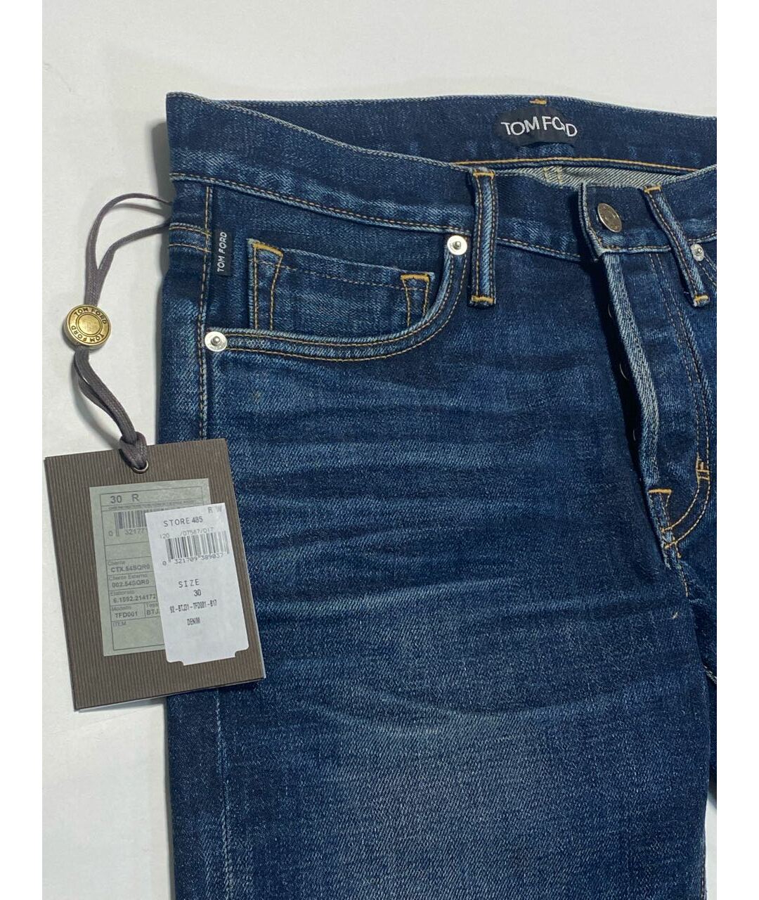 TOM FORD Синие хлопко-эластановые джинсы скинни, фото 3
