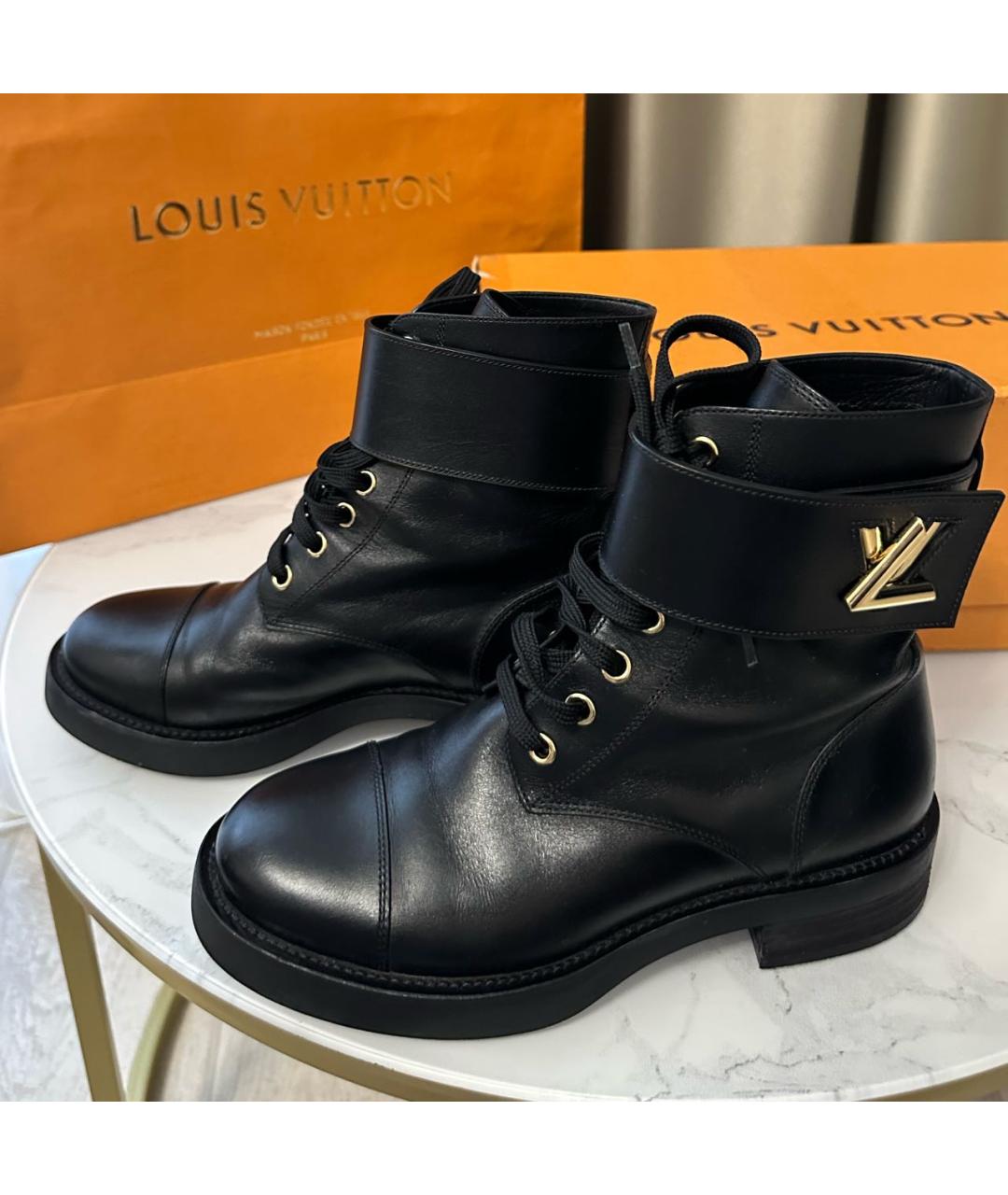 LOUIS VUITTON Черные кожаные ботинки, фото 3