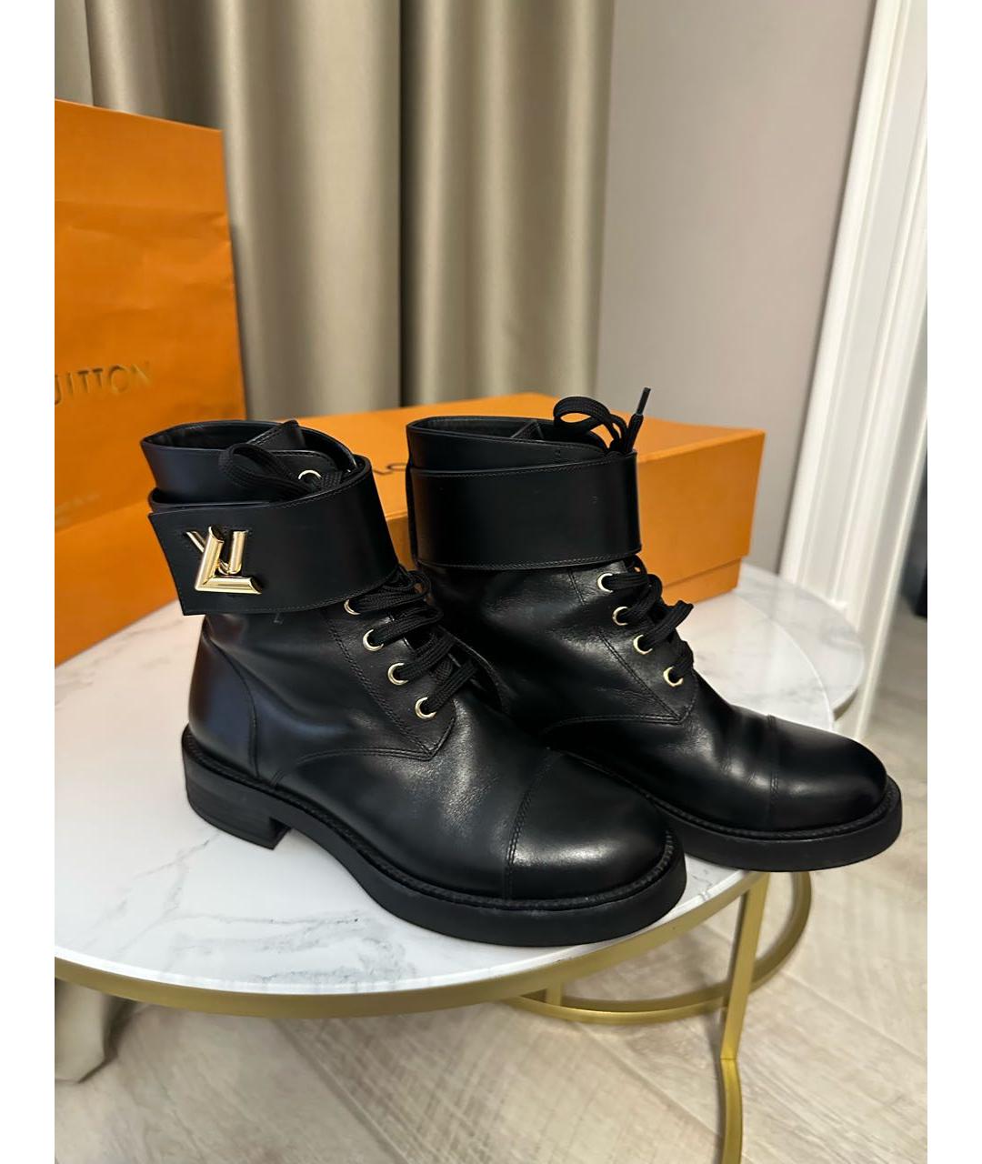 LOUIS VUITTON Черные кожаные ботинки, фото 4