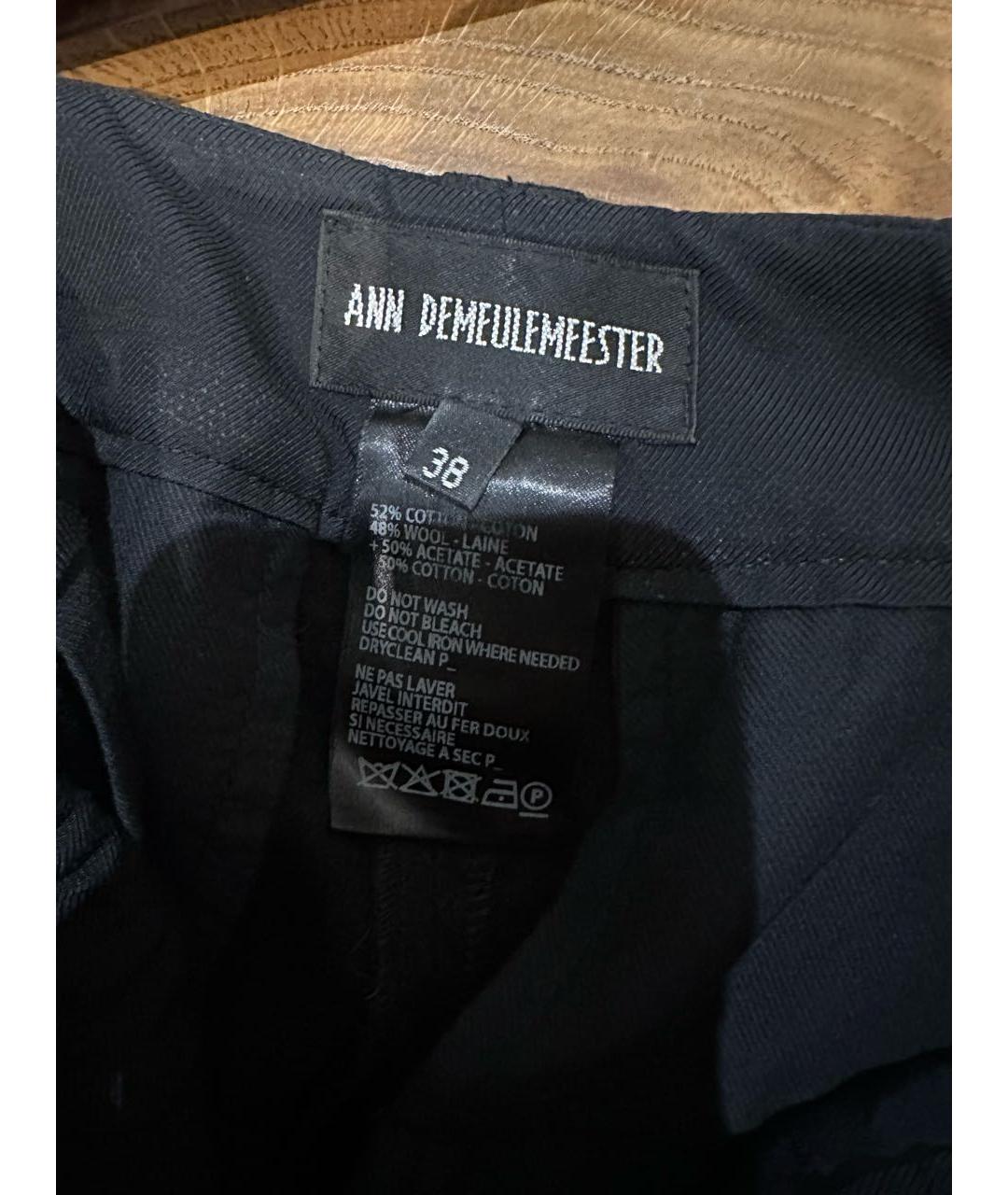 ANN DEMEULEMEESTER Черные хлопковые брюки широкие, фото 3