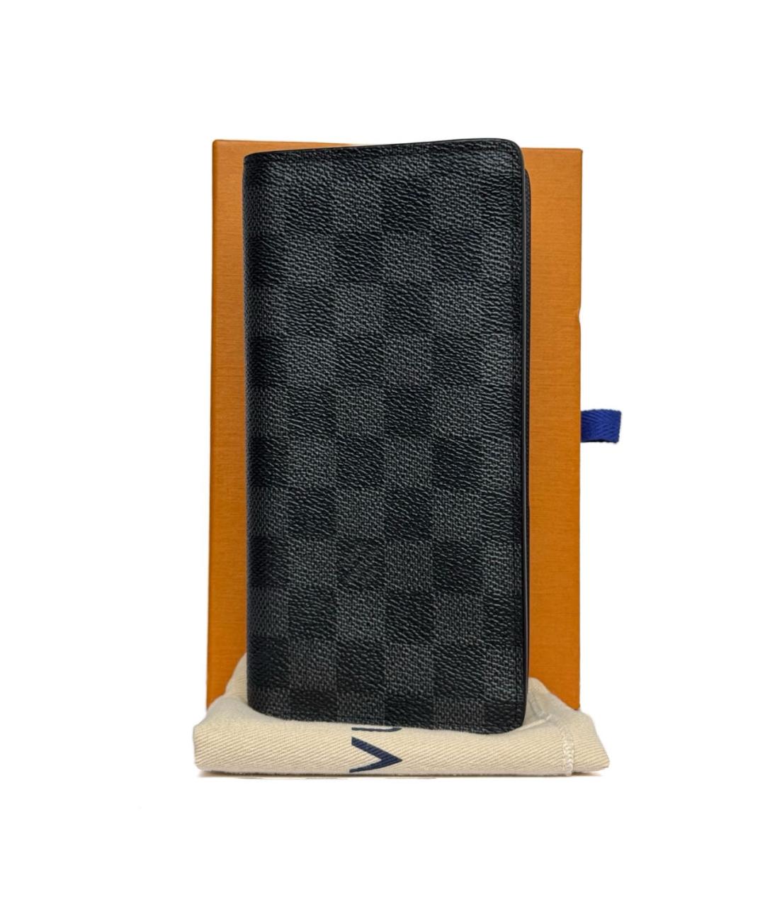 LOUIS VUITTON Черный кожаный кошелек, фото 4