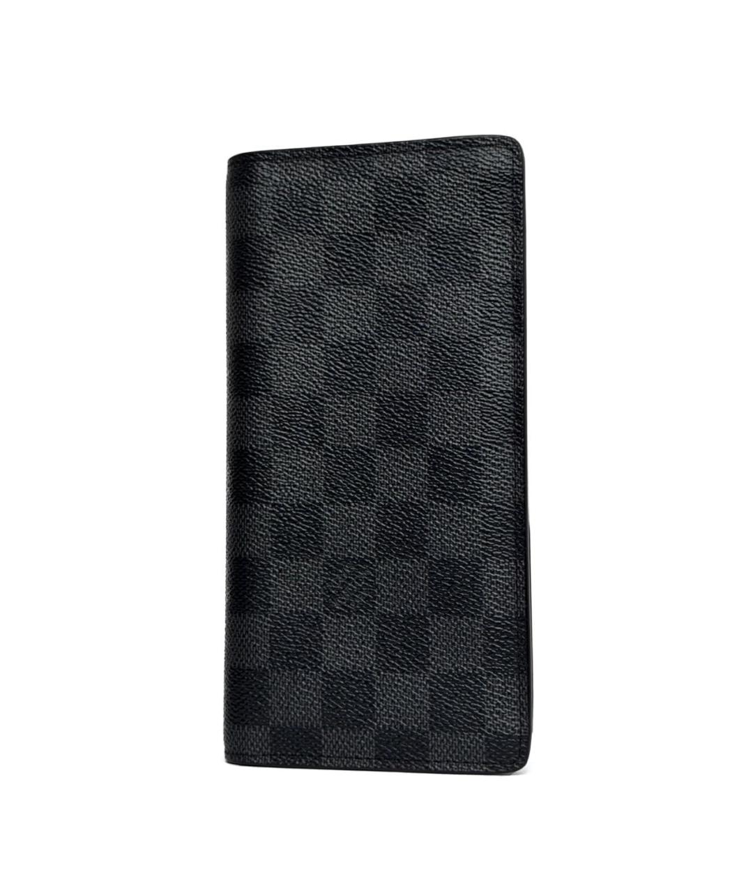LOUIS VUITTON Черный кожаный кошелек, фото 8