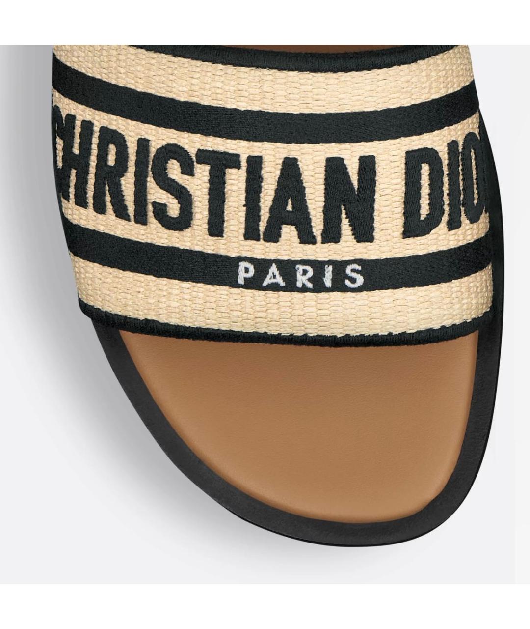 CHRISTIAN DIOR Бежевые текстильные мюли, фото 4