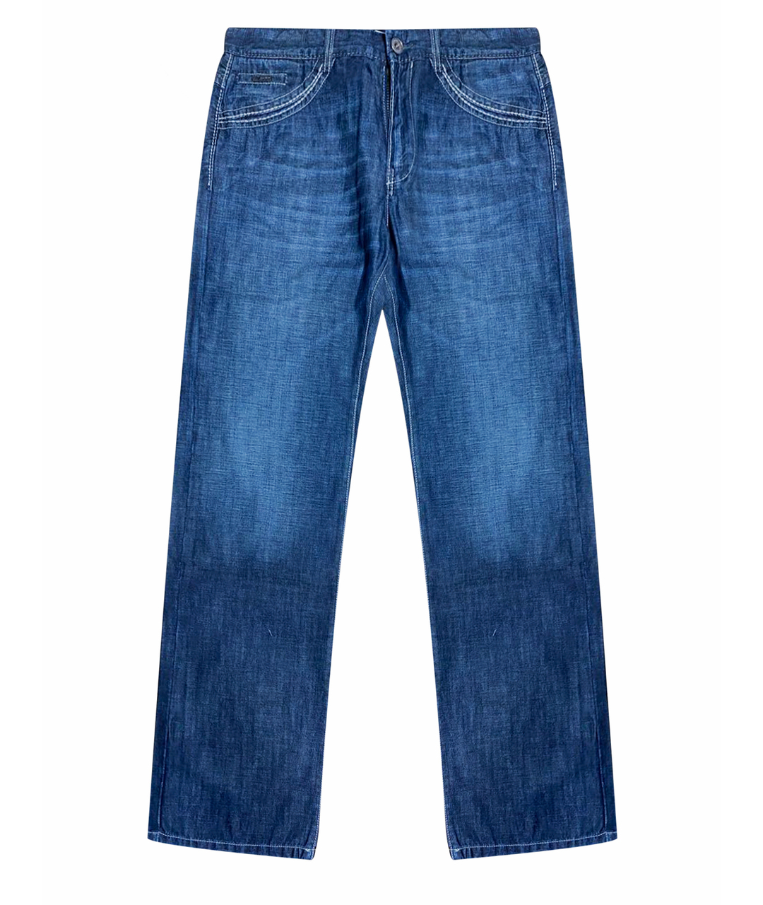 CORTIGIANI Темно-синие хлопковые прямые джинсы, фото 1