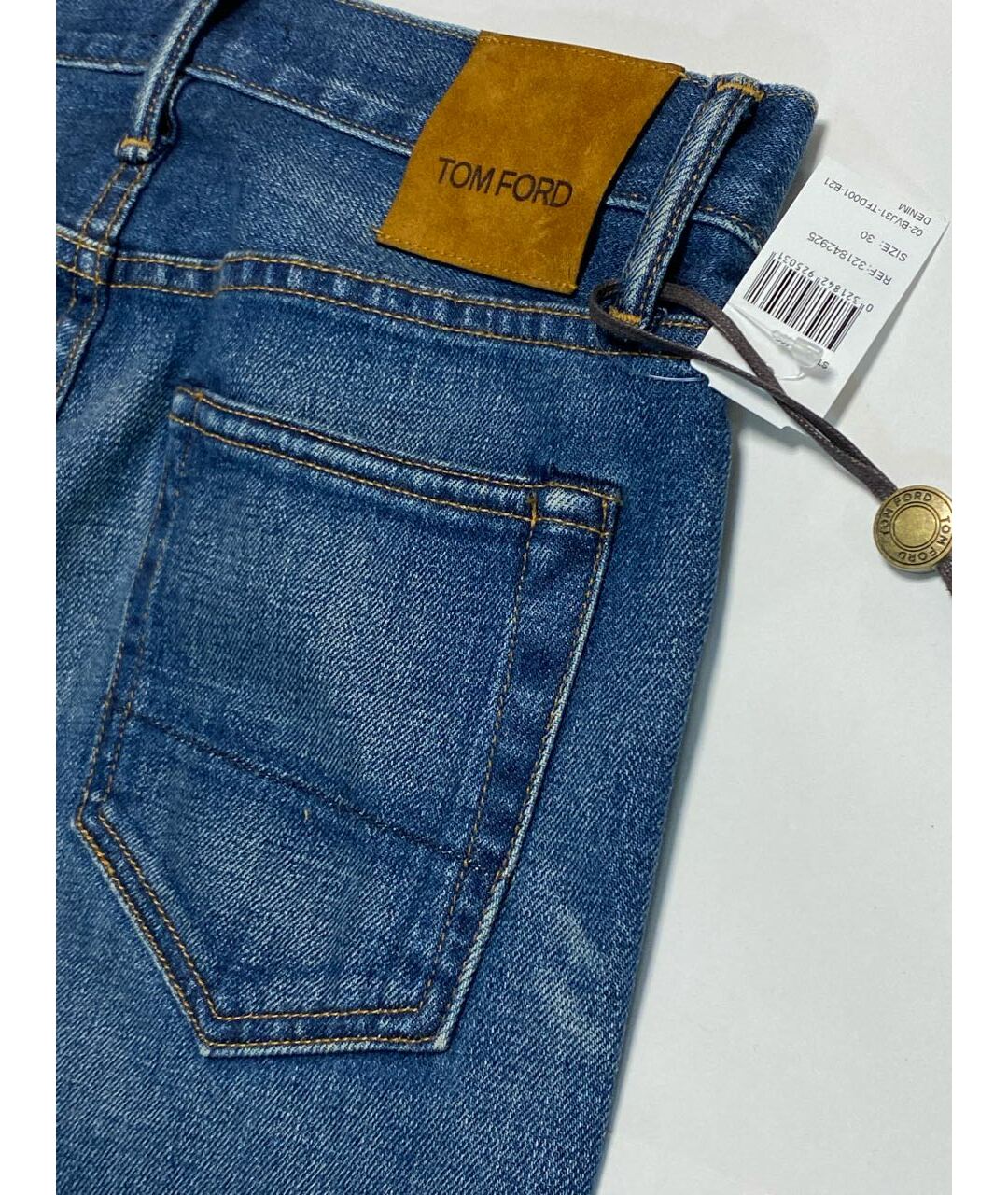 TOM FORD Синие хлопко-эластановые джинсы скинни, фото 5