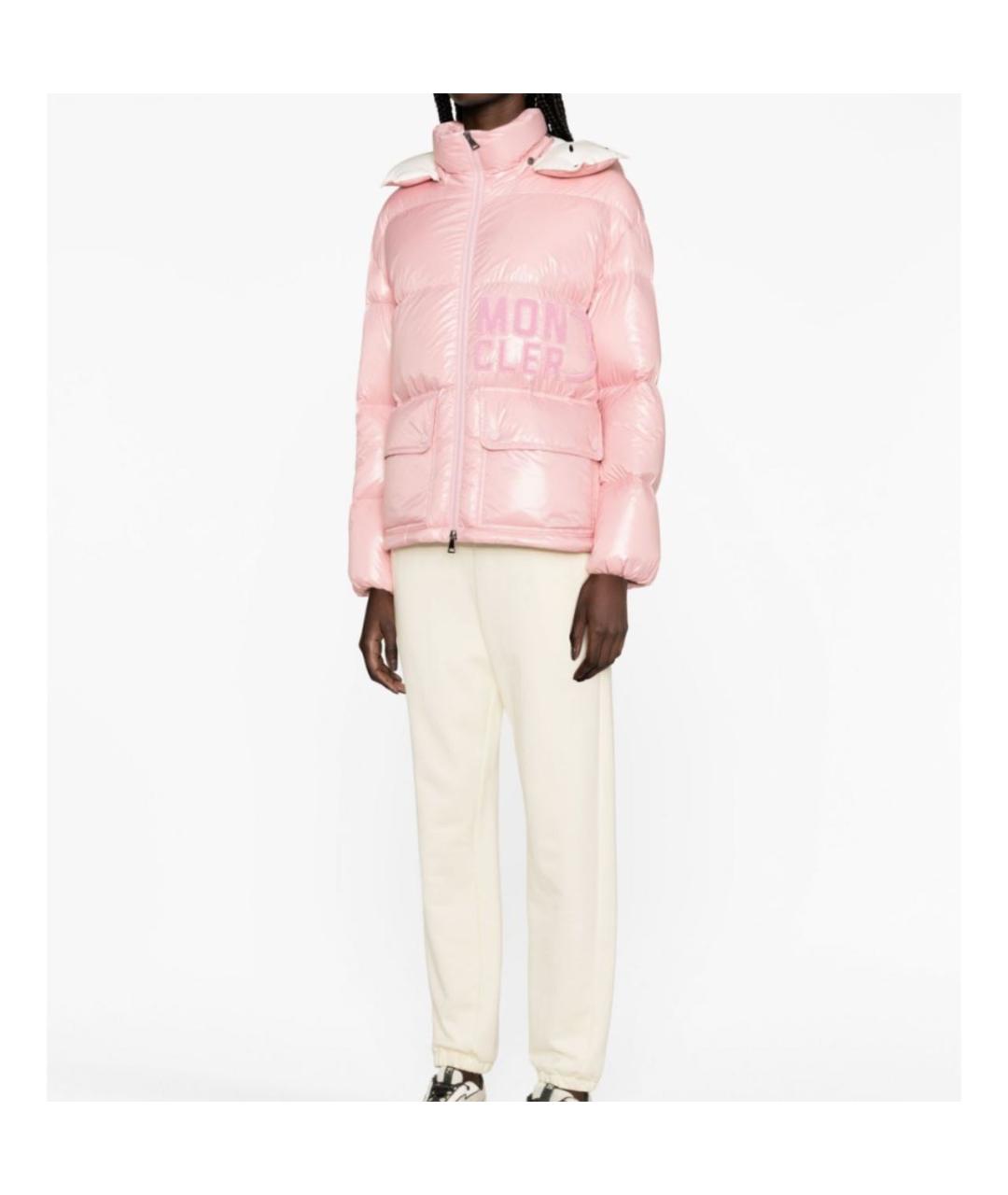 MONCLER Розовый полиамидовый пуховик, фото 5