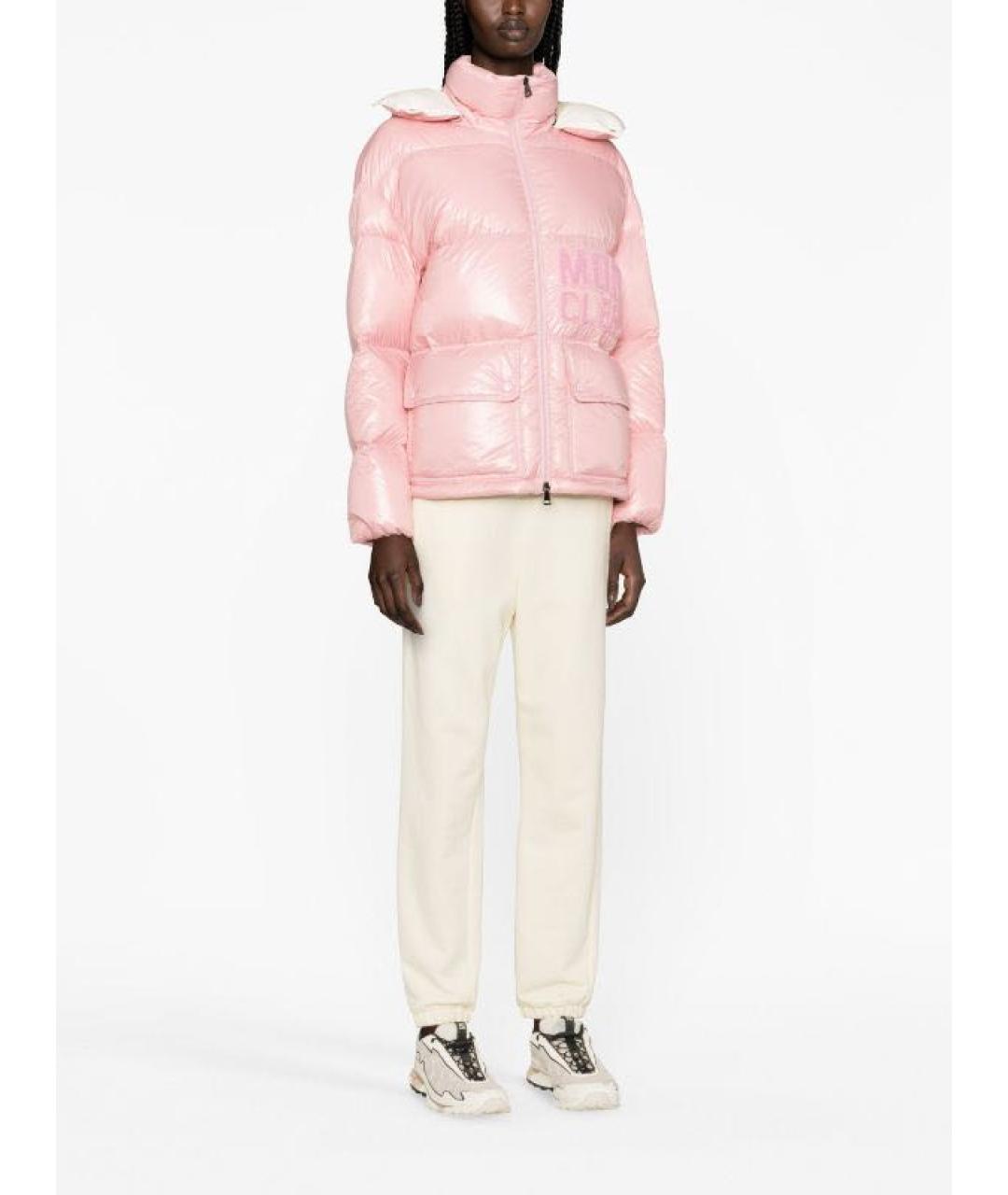 MONCLER Розовый полиамидовый пуховик, фото 6