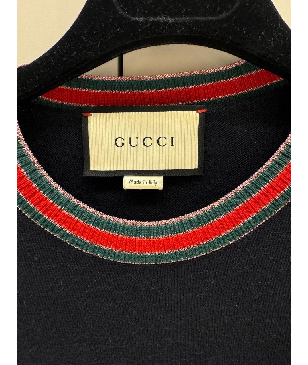 GUCCI Темно-синий шерстяной джемпер / свитер, фото 3