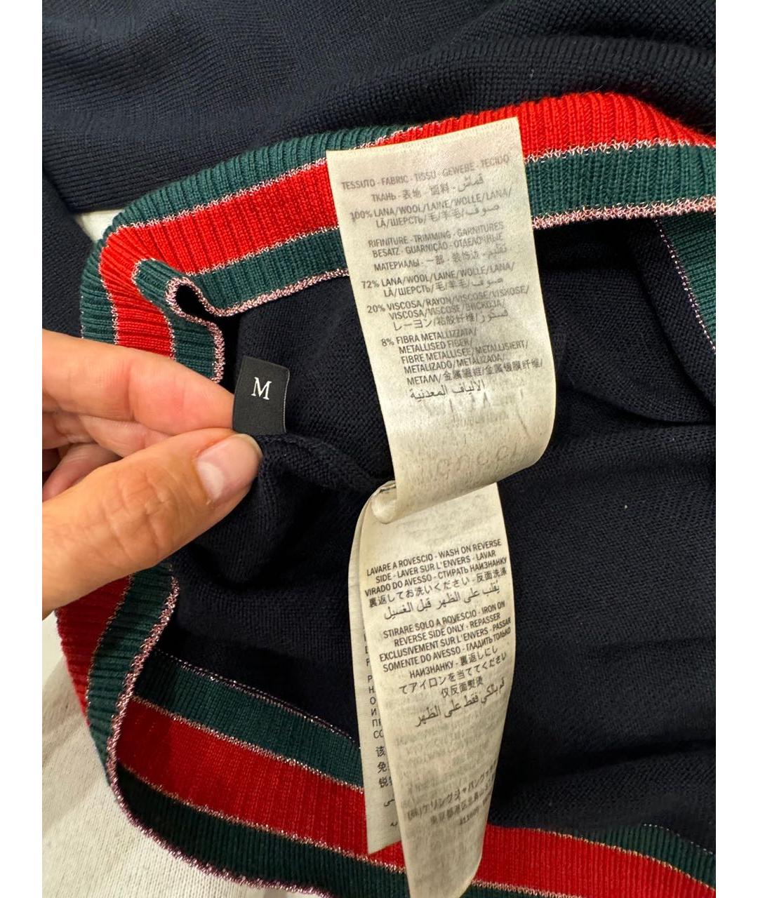 GUCCI Темно-синий шерстяной джемпер / свитер, фото 4