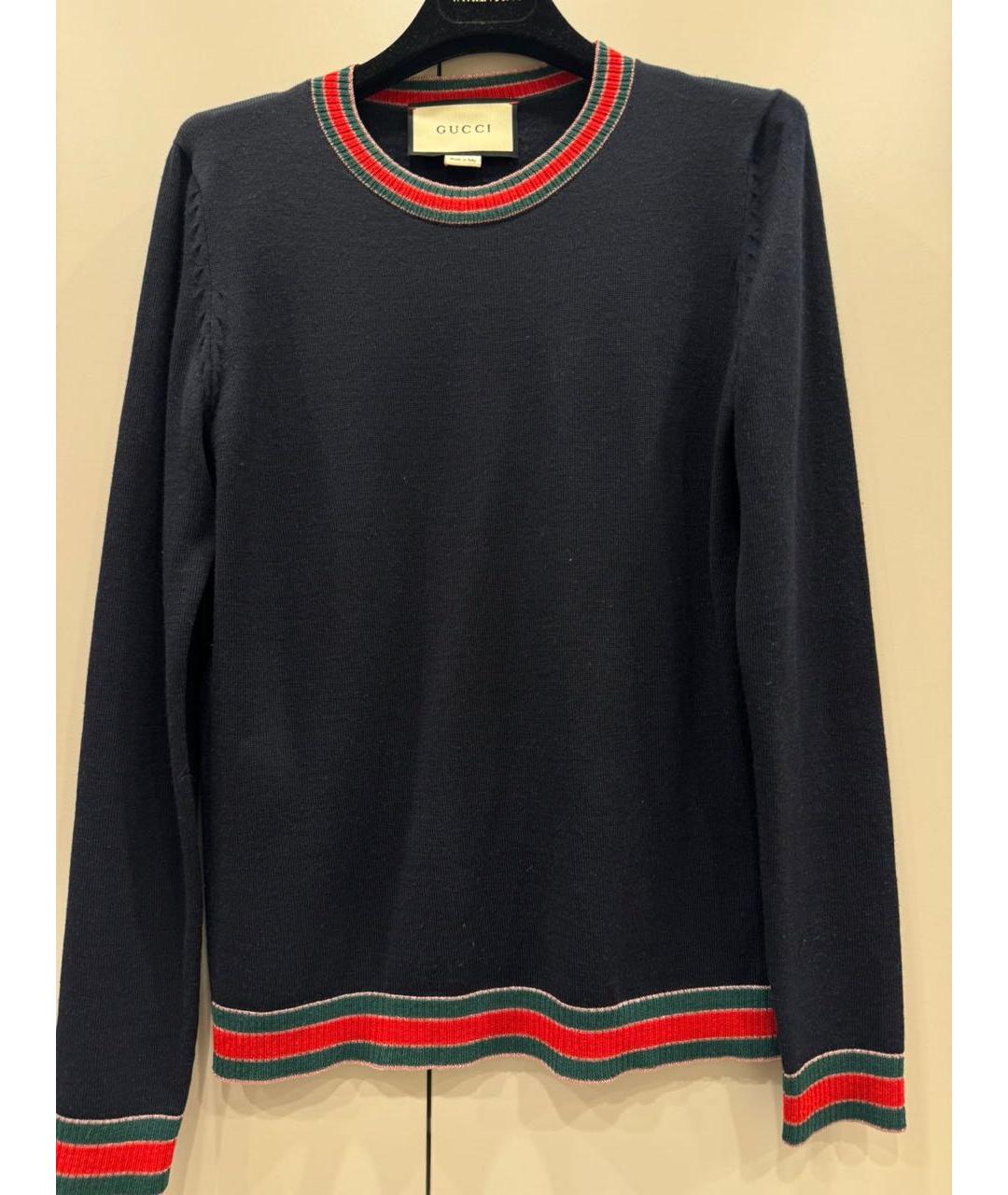 GUCCI Темно-синий шерстяной джемпер / свитер, фото 5