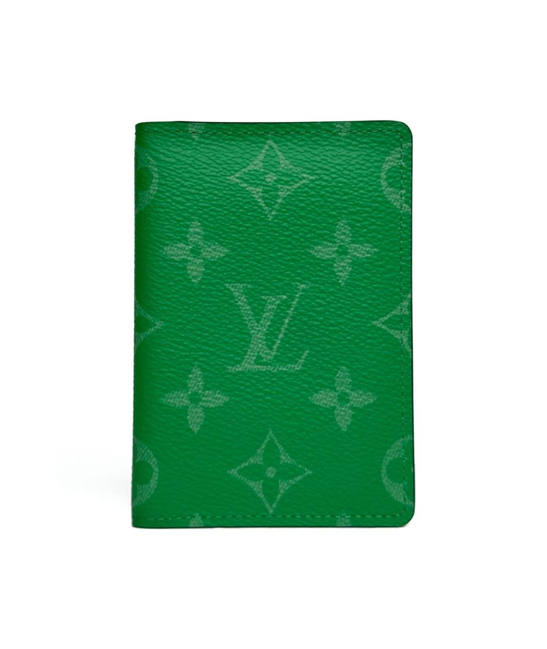 LOUIS VUITTON Зеленый кожаный кардхолдер, фото 8