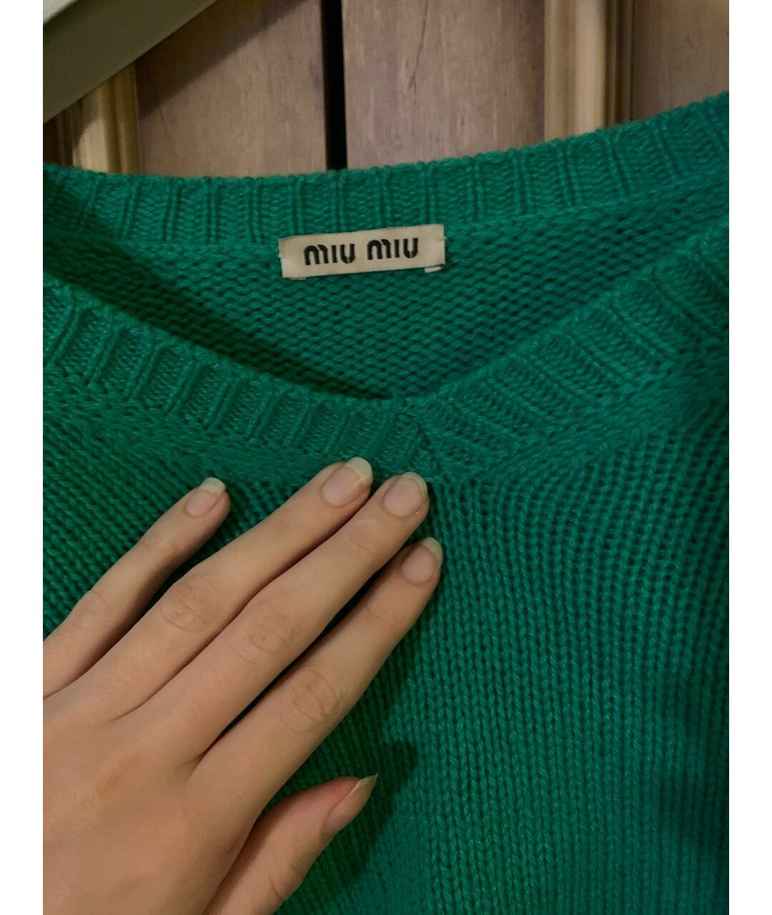 MIU MIU Зеленый шерстяной джемпер / свитер, фото 3