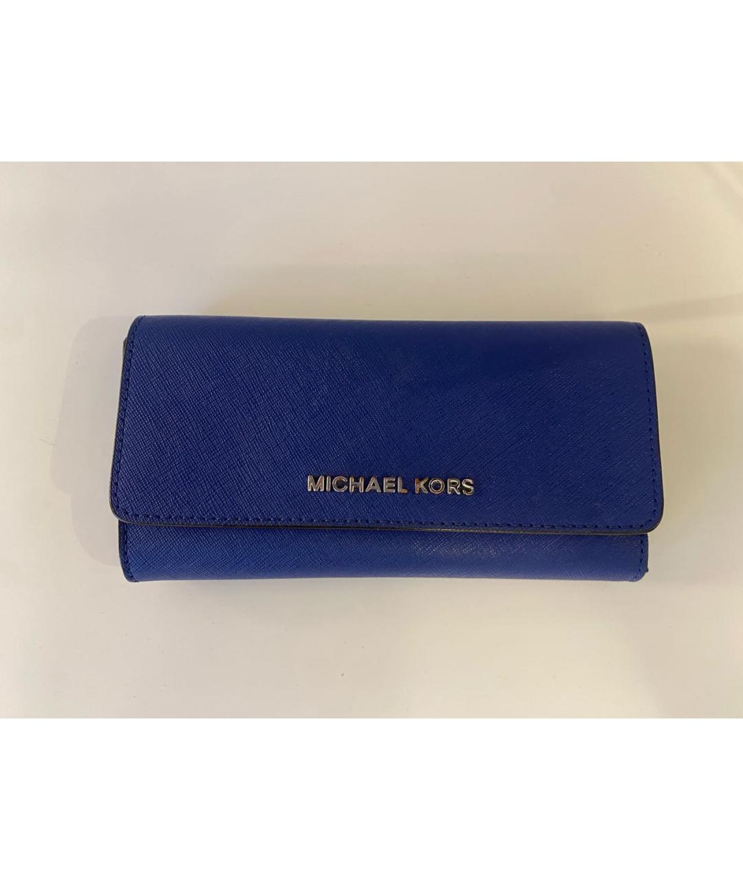 MICHAEL KORS Синий кожаный кошелек, фото 4