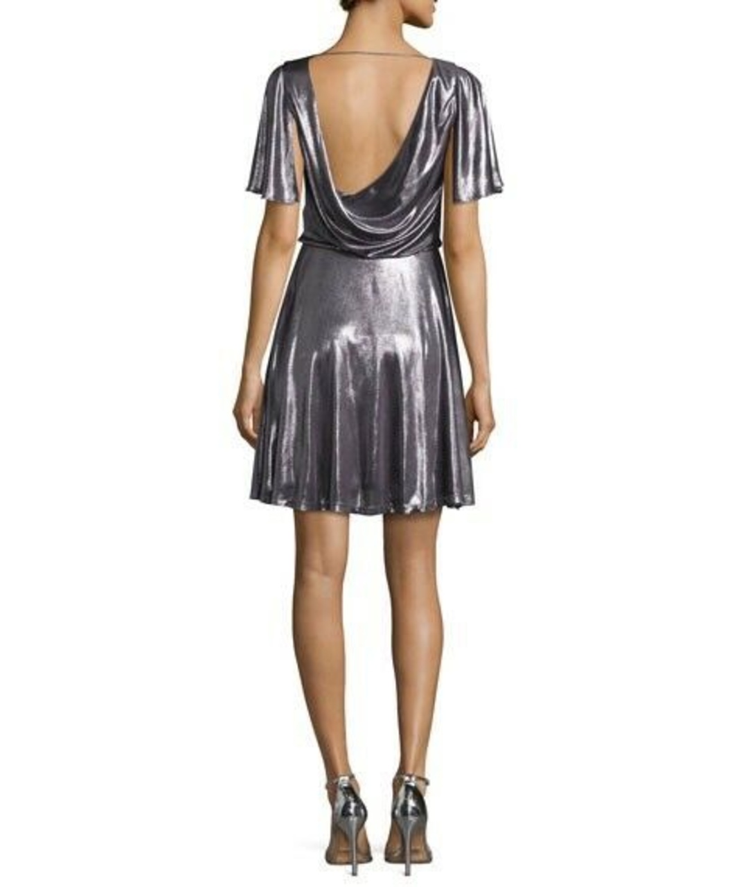 HALSTON HERITAGE Серебряное вискозное вечернее платье, фото 9