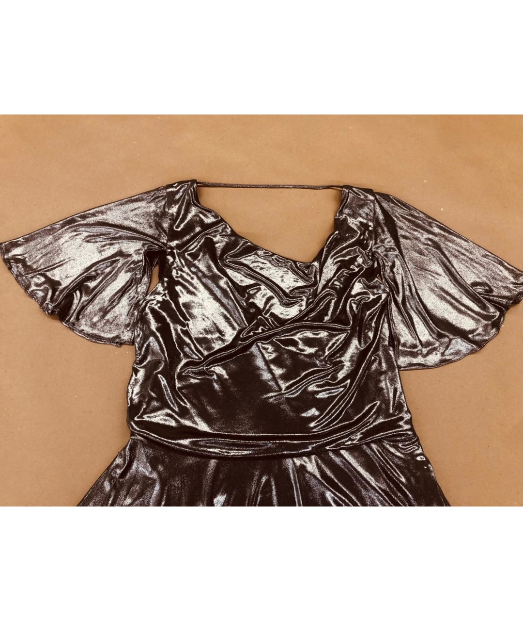HALSTON HERITAGE Серебряное вискозное вечернее платье, фото 4