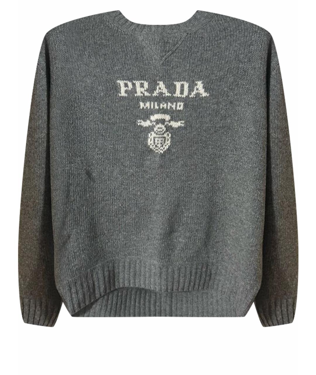PRADA Серый шерстяной джемпер / свитер, фото 1