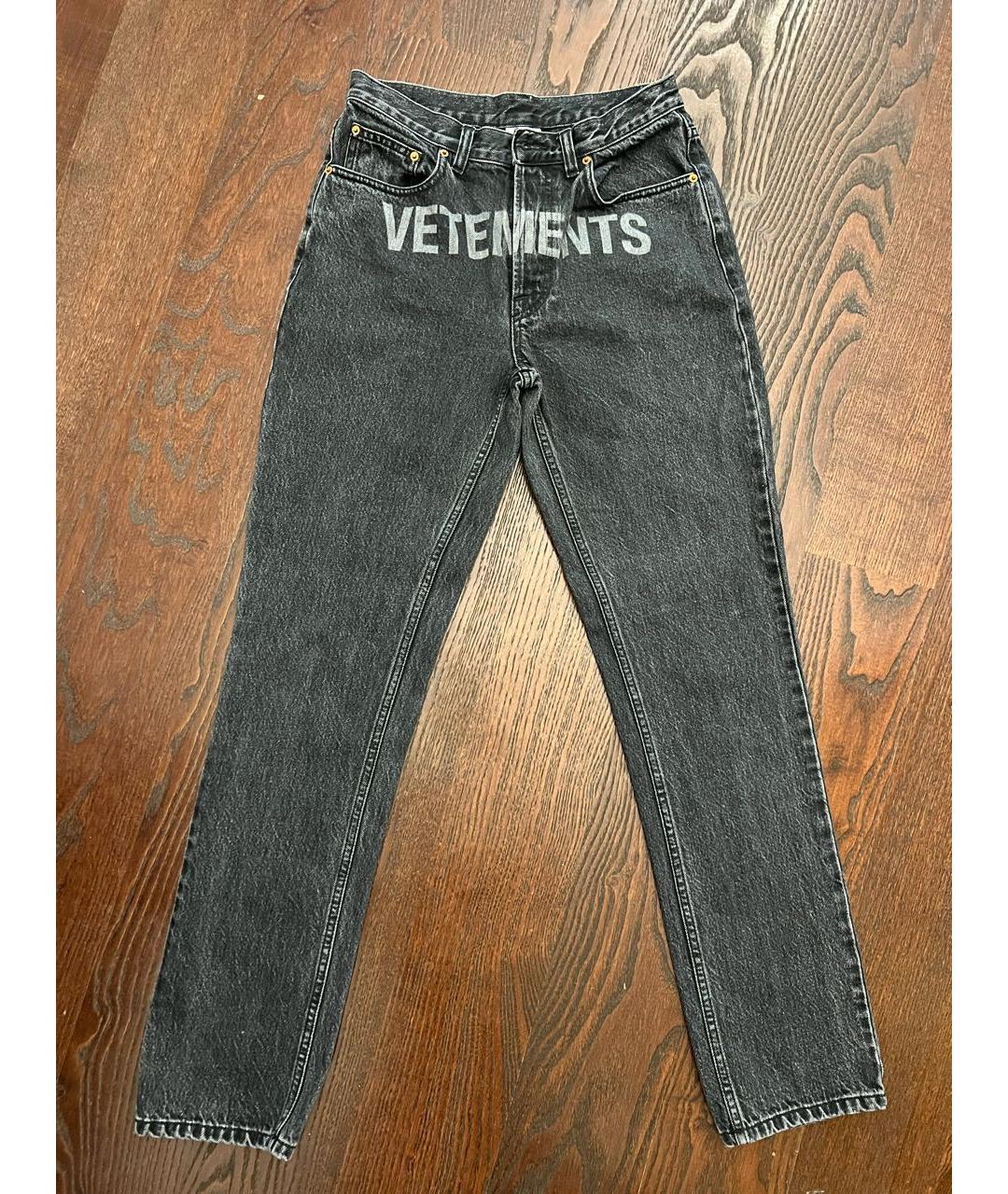 VETEMENTS Антрацитовые хлопковые прямые джинсы, фото 9