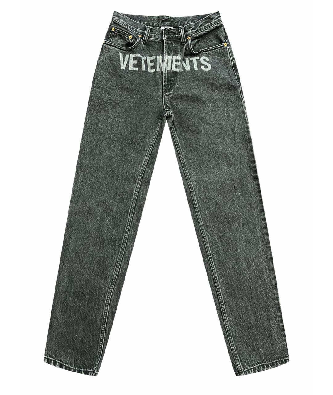 VETEMENTS Антрацитовые хлопковые прямые джинсы, фото 1