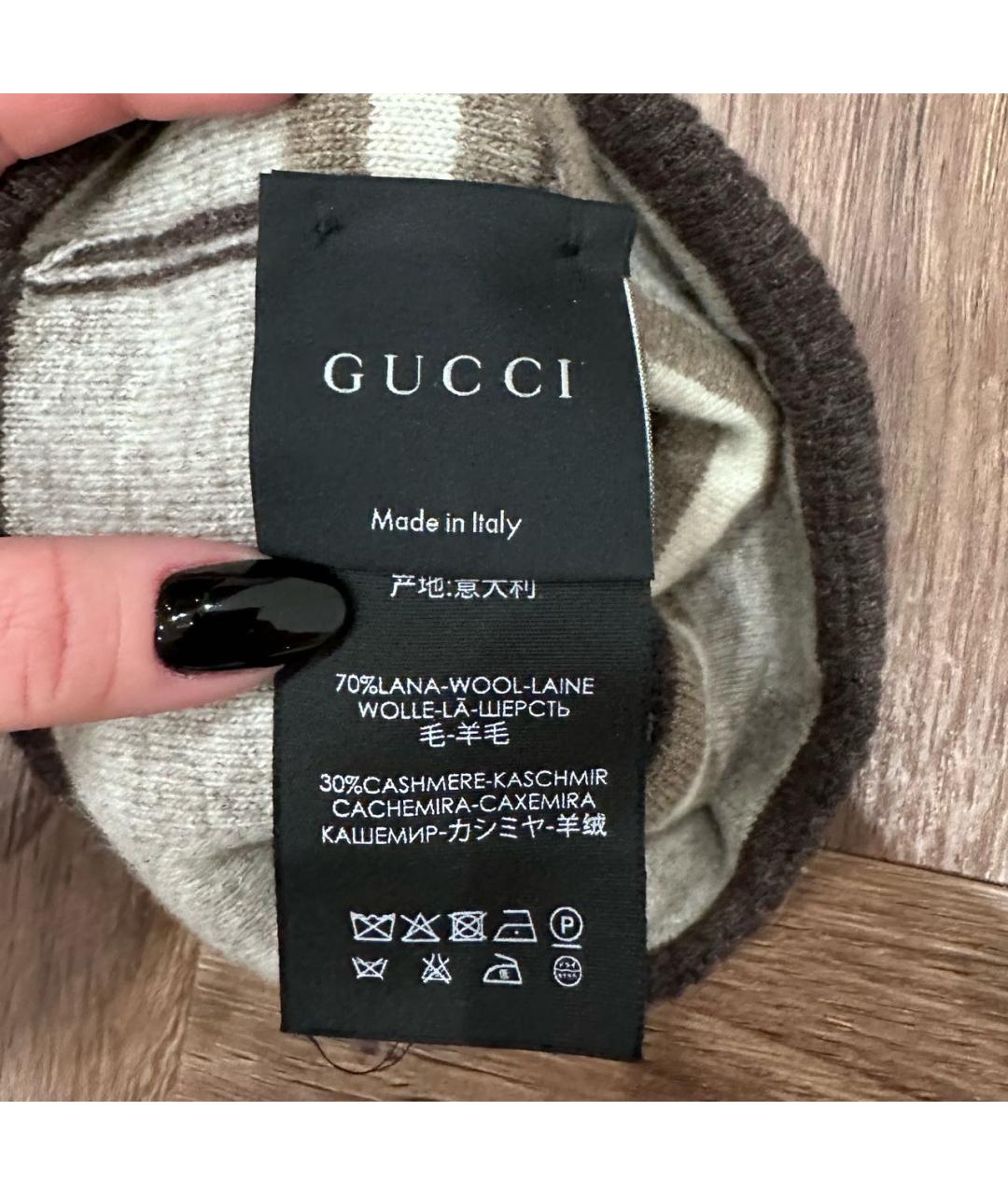 GUCCI Коричневая шерстяная шапка, фото 4