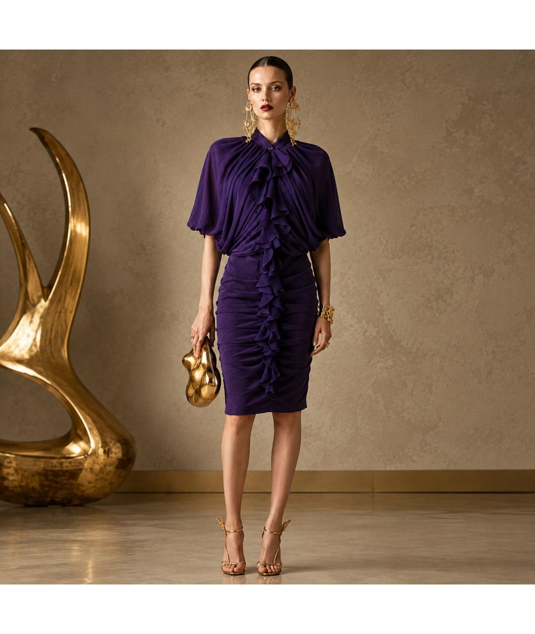 GIVENCHY Фиолетовое шерстяное вечернее платье, фото 5