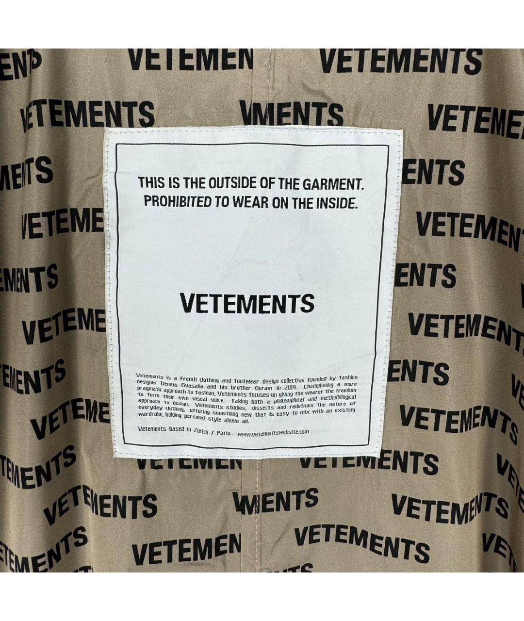 VETEMENTS Золотое пальто, фото 5