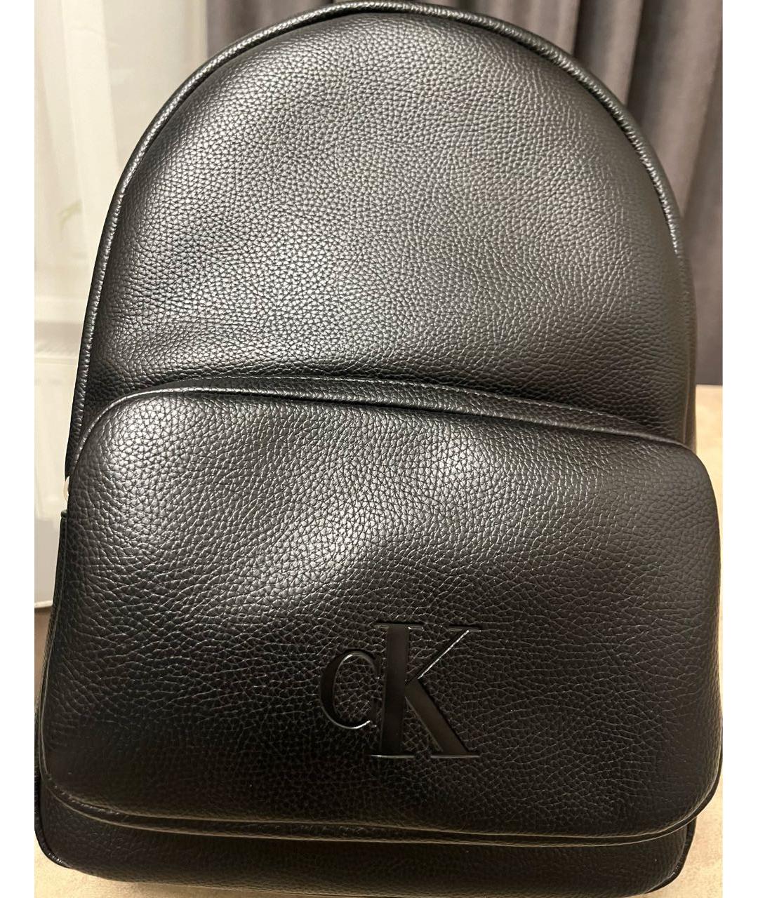 CALVIN KLEIN Черный кожаный рюкзак, фото 8