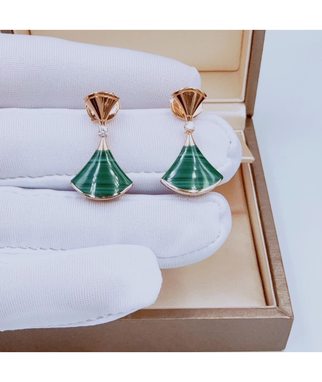 BVLGARI Зеленые серьги из розового золота, фото 3