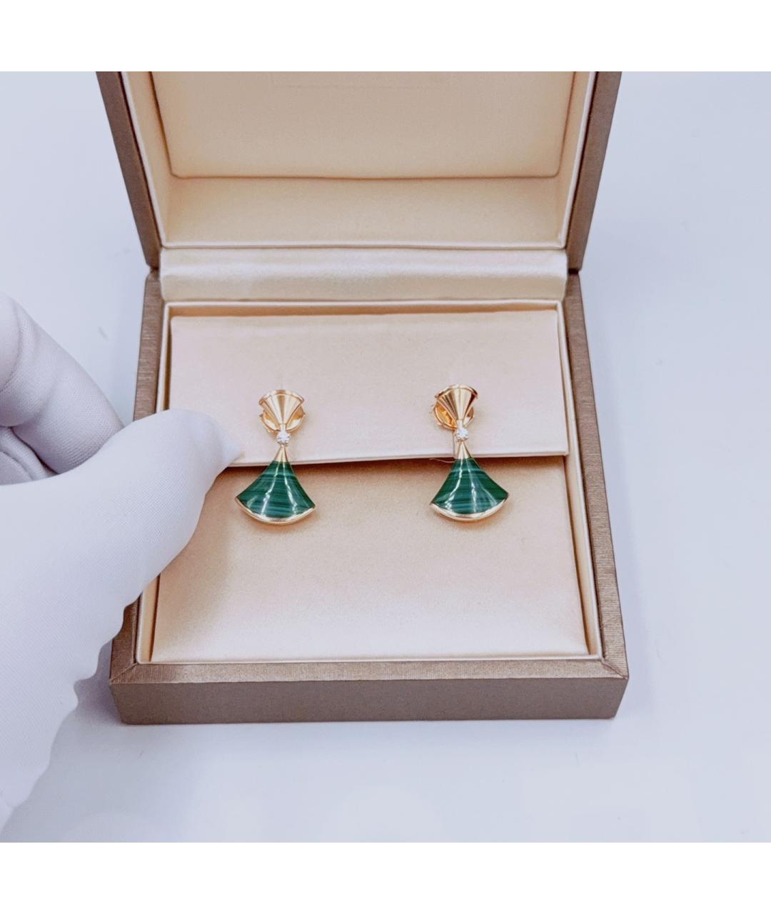 BVLGARI Зеленые серьги из розового золота, фото 7