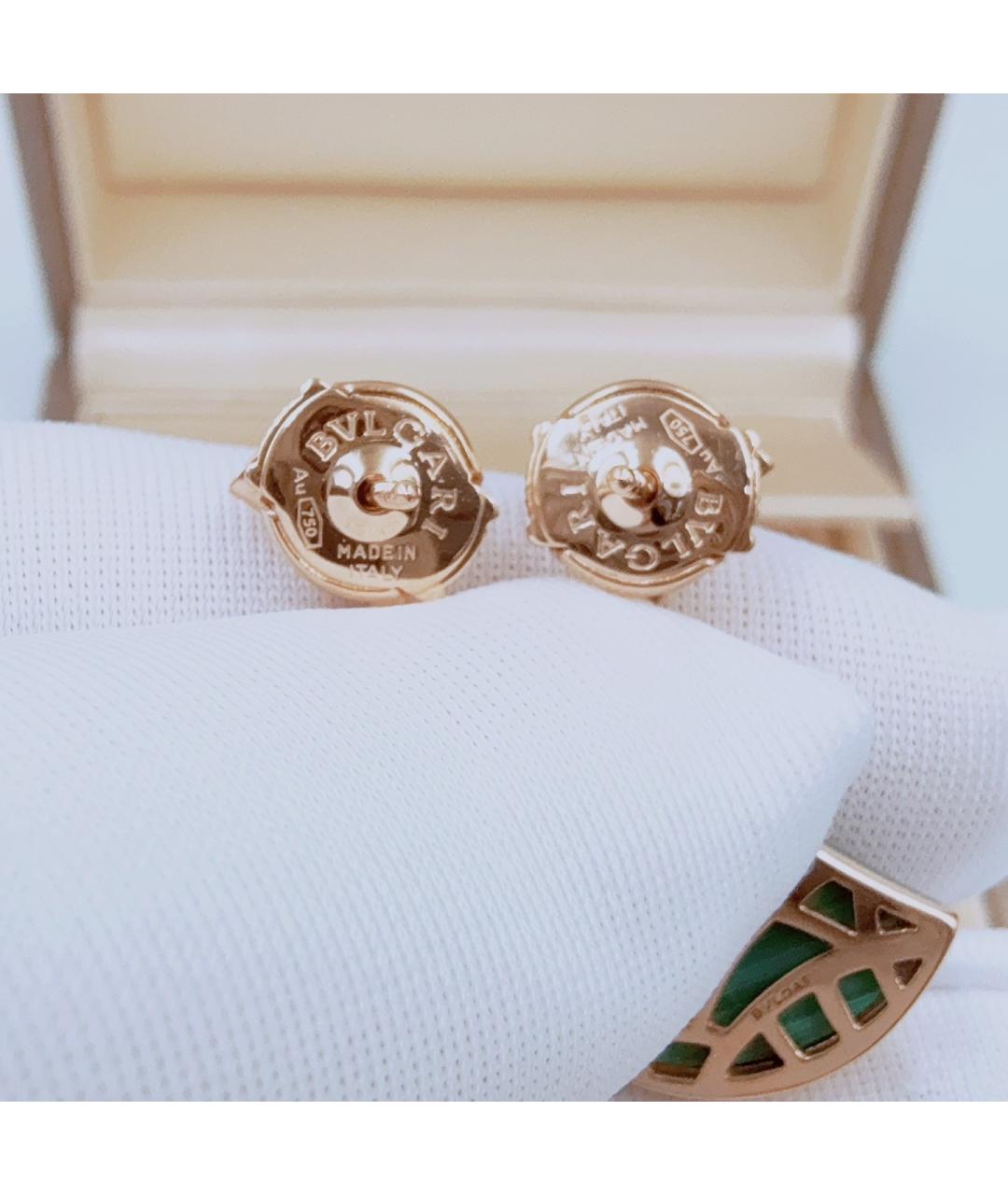 BVLGARI Зеленые серьги из розового золота, фото 6