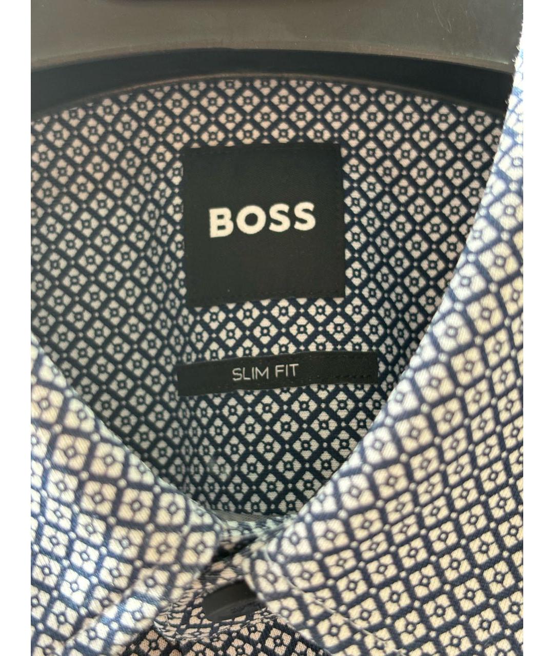 HUGO BOSS Темно-синяя хлопко-полиэстеровая кэжуал рубашка, фото 7