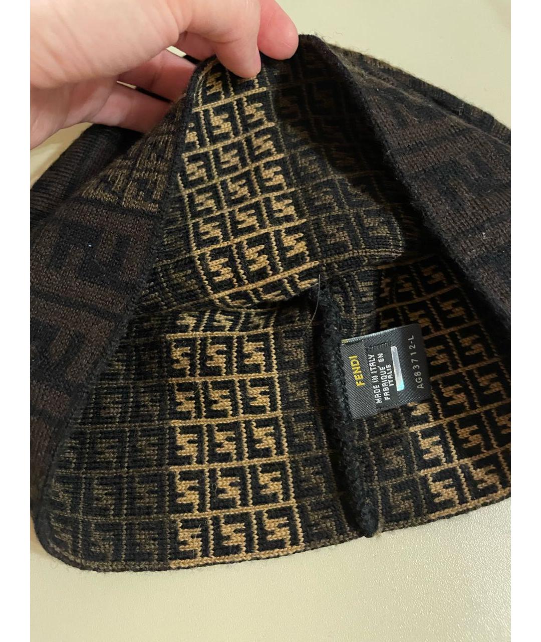 FENDI Коричневая шерстяная шапка, фото 3