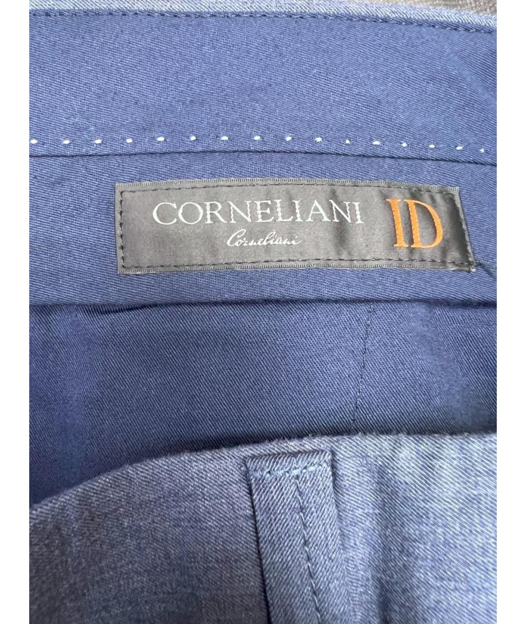 CORNELIANI Синие хлопковые классические брюки, фото 2