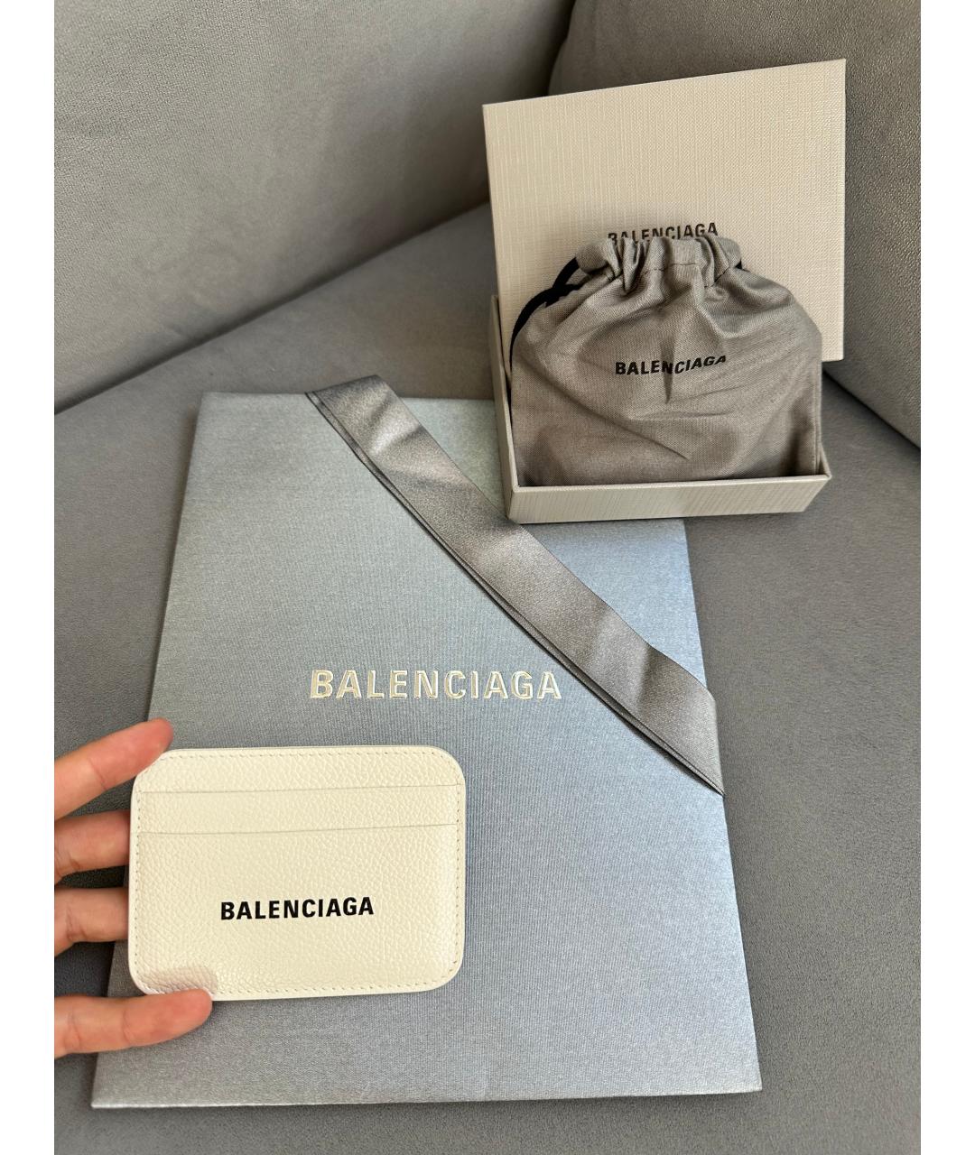 BALENCIAGA Белый кожаный кардхолдер, фото 5