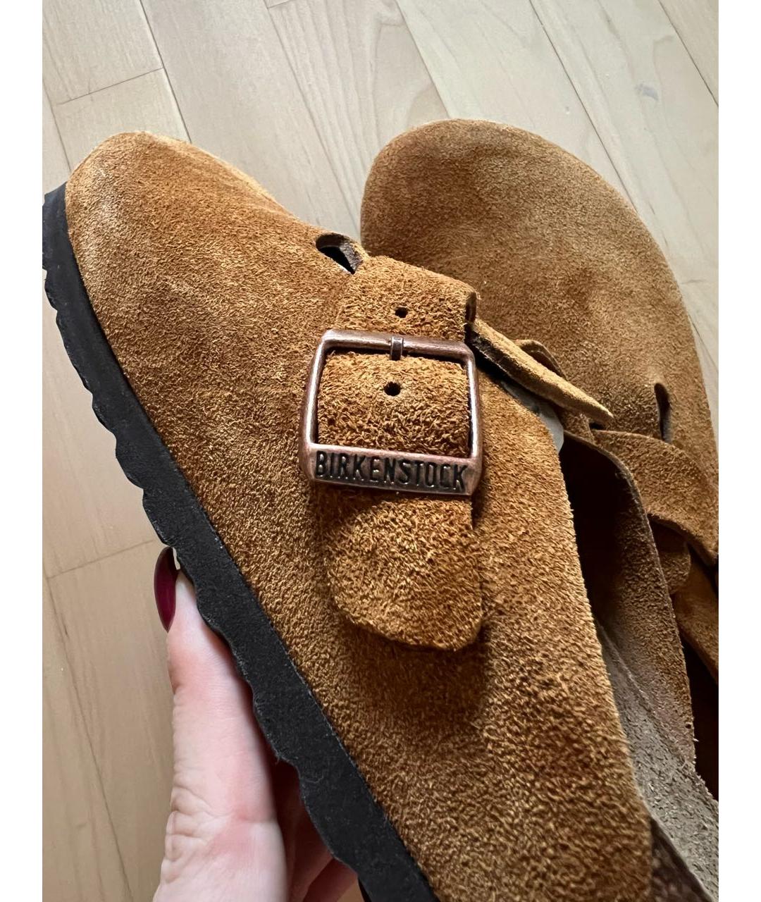 BIRKENSTOCK Коричневые замшевые сабо, фото 6